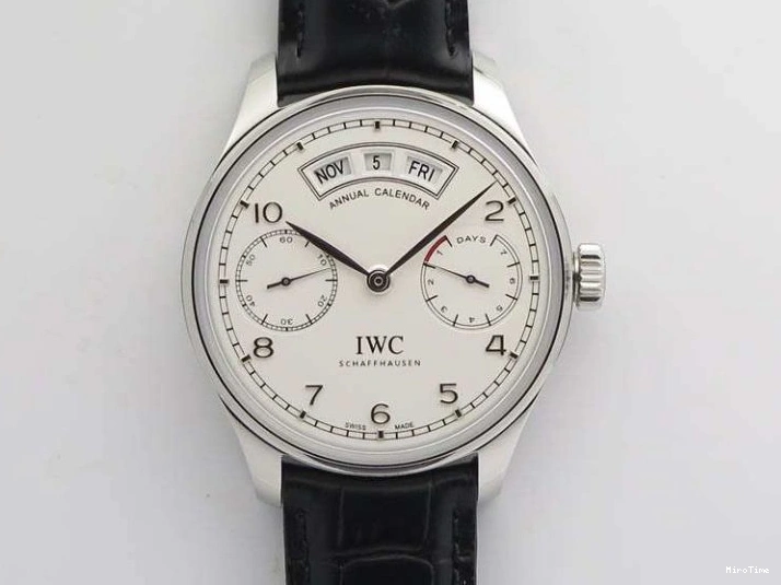 MIROTIME 0208 SportInspired Portuguese Real PR Real Annual Calendar IW503501 YLF 1:1 Best Edition White Dial On Leather Strap A 7241